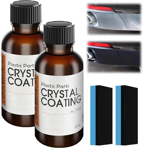 2-teiliges Kunststoff-Renovierungsset mit Kristallbeschichtung, Autoplastik-Restaurator & Spezialschwämmen, 30ml x 2