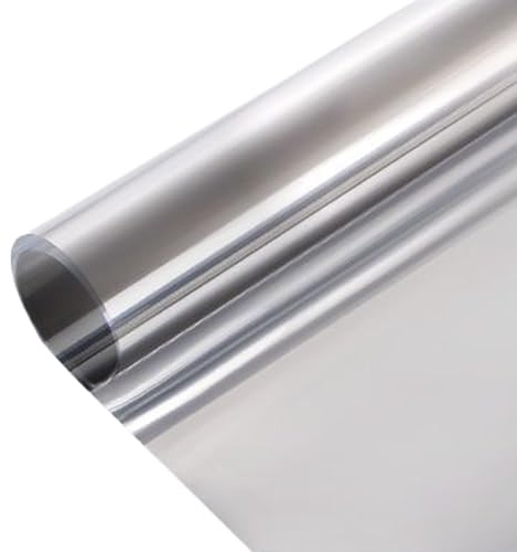 Pellicola per finestra, protezione solare, facile da installare, effetto specchio, trasparente, resistente alle intemperie, riutilizzabile, adesivo per protezione solare, 50 x 100 cm
