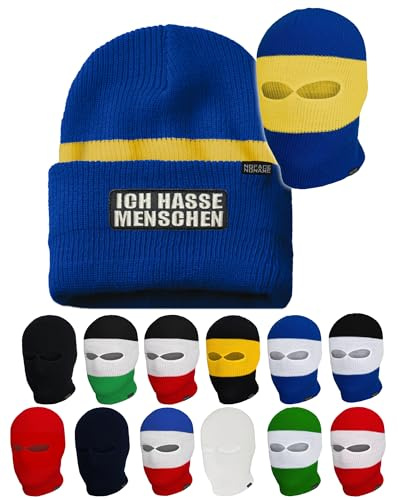 No Face No Name Ich Hasse Menschen I Sturmhaube Mütze in schwarz weiß rot blau grün gelb