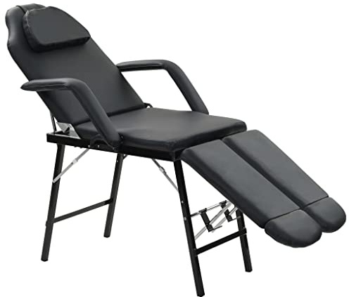 Refined Kosmetikliege Massageliege Massagebank Behandlungsstuhl Tragbarer Kosmetikstuhl Kunstleder 185x78x76 cm Schwarz