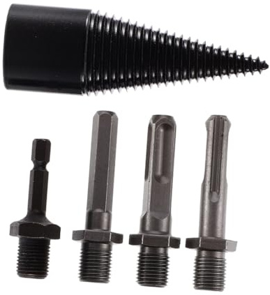 SOESFOUFU 5 Pcs Heavy Duty Wood Splitter Drill Bit with Deep Threads and Pointed Design for Firewood Splitting Versatile Multi Shank Woodworking Tool for Home Farm and Camping Use