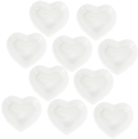 GARVALON 10pezzi Ciotola Ceramica Bianca Cuore Ciotoline Cuore Ceramica Ciotola per Salse Piatto Fondo per Salsa di Soia Piccole Ciotole per Condimenti Tazze per Salsa da Tavola