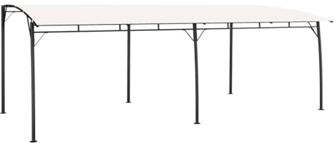 Pergola de jardin, 6 x 3 m, blanc crème, robuste en acier revêtu par pulvérisation, protection solaire pour les fêtes et événements dans le jardin en plein air,