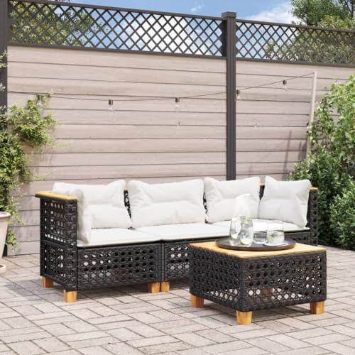 RMIHSJG Gartensofa mit Kissen 3-Sitzer Schwarz Poly Rattan PE Geflecht Gartenmöbel Lounge-Set abnehmbare Bezüge wasserdicht Outdoor Polyrattan Sofa