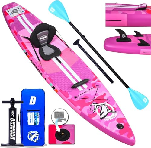SUP Board Set Stand Up Paddling Board Aufblasbar, inkl. Kajak Sitz, Dopple Paddel und komplette Zubehöre, 330x76x15cm, Tragkraft bis 150kg (Pink)