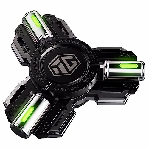 AYUNJIE Metall Finger Hand Spinner Spielzeug mit leuchtendem Licht, Spinner absorbieren Solarlicht dann Release in Dark Fidget Spinner Geschenke für Erwachsene und Kinder, (A,Silber)