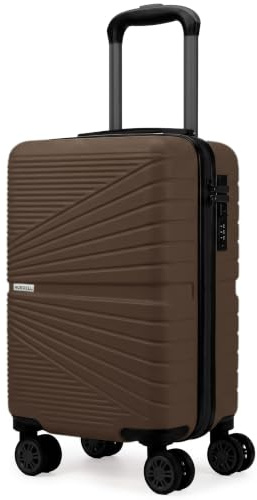 unycos - Maleta de Cabina Rígida de ABS【16L】40×25×20 cm | Equipaje de Mano Compacto, 4 Ruedas 360° Extraíbles, Cerradura Integrada, Asa Telescópica y Compartimentos Organizadores (Lite) (Café Oscuro)