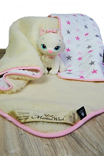 Merino Wolle Kinder Bettdecke Schurwolle Übergang Kinder Decke (75x100cm, pink)