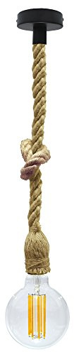 Laes - Lampara de techo Colgante, Cuerda trenzada Marrón, E27
