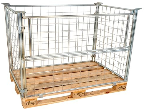 Abrollwerk 5er Set Gitteraufsatzrahmen 1200x800x800 mm blau verzinkt für Euro-Paletten – Klappbare Gitterbox 800 mm Nutzhöhe – Stapelbar für Industrie, Garten & Brennholz – 800 kg Nutzlast