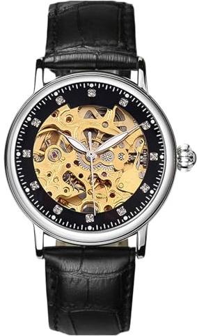 RORIOS Montre Mécanique Automatique Femme Lumineuses Montre Diamant Simulé Squelette Dames Montres