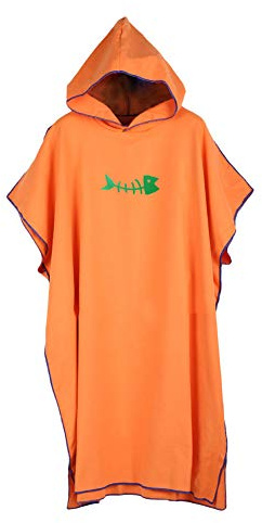 Peignoir de Plage et de Natation avec Capuche Absorbant l'eau, séchage Rapide, Poncho de Surf pour Adultes, Combinaison de plongée Douce, Cadeau de Natation en Plein air (Orange)