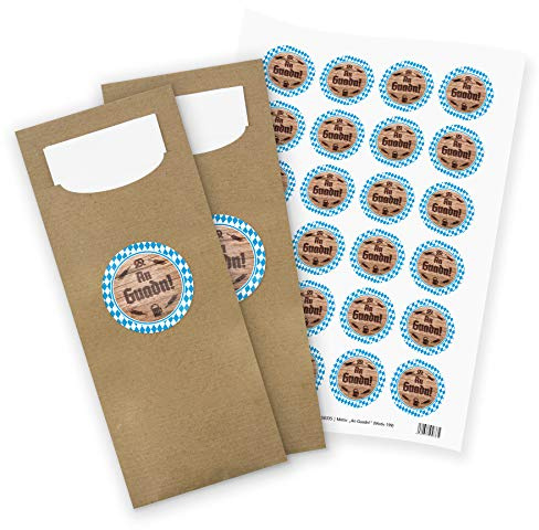 itenga 24x Bestecktaschen Pochetten aus Papier inkl. Serviette I Oktoberfest An Guadn! I 8,2 cm x 20,0 cm I geeignet für bayrische Anlässe, Mottopartys oder Geburtstagen