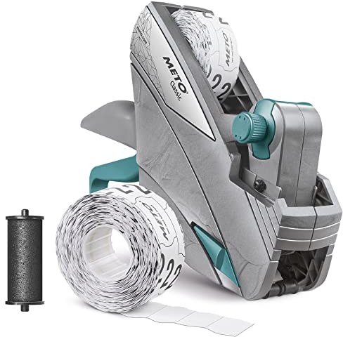 METO Classic S Preisauszeichner Set - Preis, Datum, MHD (1-zeilig, 10-stellig für 26 x 12 mm Etiketten, sofort einsatzbereit) , 1x Handauszeichner