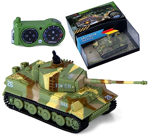 Fjärrstyrd mini RC pansarvagn German Tiger I – modellbygge R/C battlettank med skjutfunktion, ljud och ljus – 1:72 skala (2-bitars set)