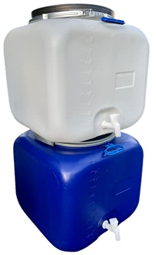 Agrohit Barilotto a collo largo, 100 litri, contenitore per cibo, barile in plastica, barile con rubinetto e maniglie comode, facile da trasportare