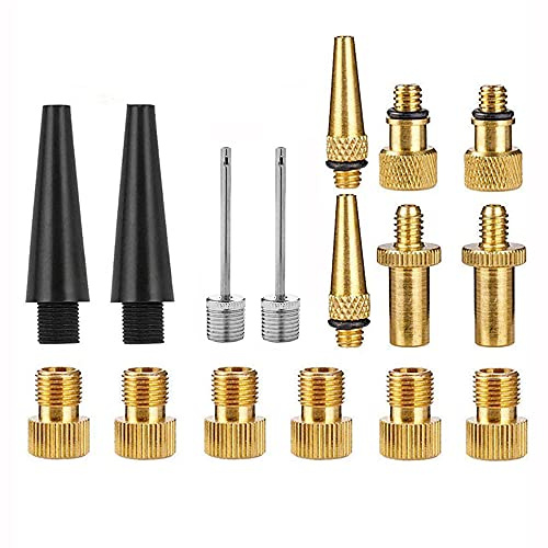 ANCLLO 16PCS Ottone e adattatore per valvola adattatore per bicicletta, adattatore per pompa, adattatore per valvola Presta, adattatore SV AV DV, connettore pompa per bicicletta (ottone)