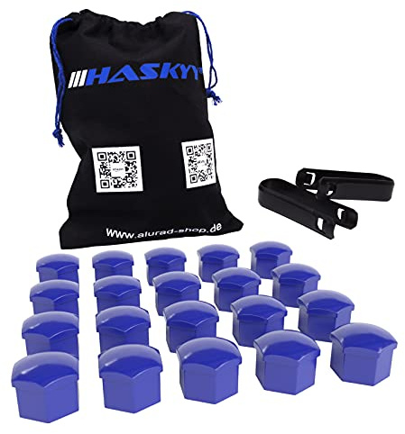 HASKYY 20x Radschraubenkappen SW17 Radmutternkappen UNIVERSAL Kunststoff Kappen Abdeckungen - passend zu allen AUTO Radschrauben Radmuttern mit Schlüsselweite 17 MADE IN GERMANY (BLAU)