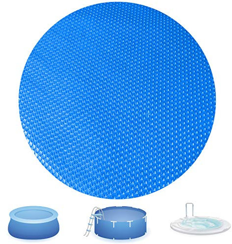 KETNET Solar Pool Cover 15 Ft Diameter Round Solar Blanket for Above Ground Inground Pools, Hot Tub SPA Bubble Wrap Pool Protector, 12 Mil Circle Thermal Covers Floating Blanket Mat for Swimming Pools