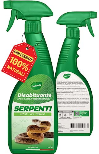 Gardemia Disabituante Anti Serpenti 750ml Spray Sgradito con Azione Naturale, Barriera Olfattiva a Vipere, Bisce, Rettili, da Giardino Dissuasore Vegetale Alternativa Eco