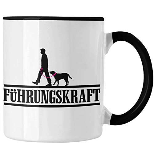 Trendation - Führungskraft Tasse Hundebesitzer Hundebesitzerin Geschenk Gassi Gehen Hunde Tasse Herrchen (Schwarz)