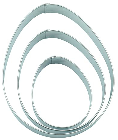 BekkiB 202122-3er Set Ostereier - Ausstecher für Ostern in 5/7 / 9 cm - Keksausstecher aus Edelstahl - Osterdeko