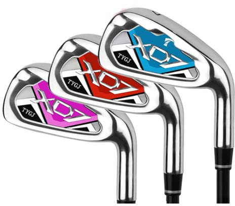 Hierros de golf para niños, club de golf de hierro para niños, palos de golf para principiantes, #7, Iron Junior Golf Drivers Boys Girls Golf Sports (azul, eje de acero)