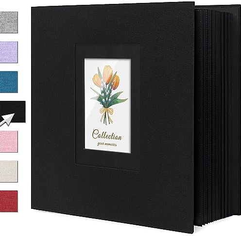 Linen Photo Album 4x6 Large Capacity 1000 Pockets Pictures Fabric Cover Books Albums Wedding School Family Anniversary Baby Memory Engagement Travel Albums(Black, 1000 Pockets)