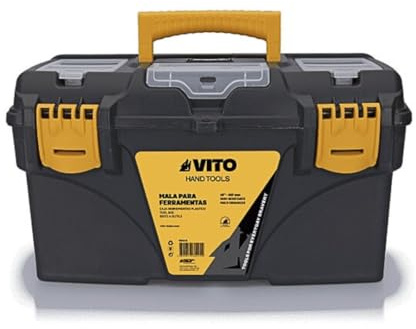 VITO - Boite à outils vide 21 53.5 x 29.1 x 28 cm - Grande Caisse à outils 3 organiseurs + Porte outils amovible