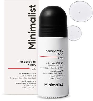 Minimalist Natural Aluminium Free Deodorant to Control Odour & Fade Darkness | With Nonapeptide + AHA BHA 06% | Underarm Roll On | Exfoliating Deo For Women & Men | 1.35 Fl Oz / 40 ml