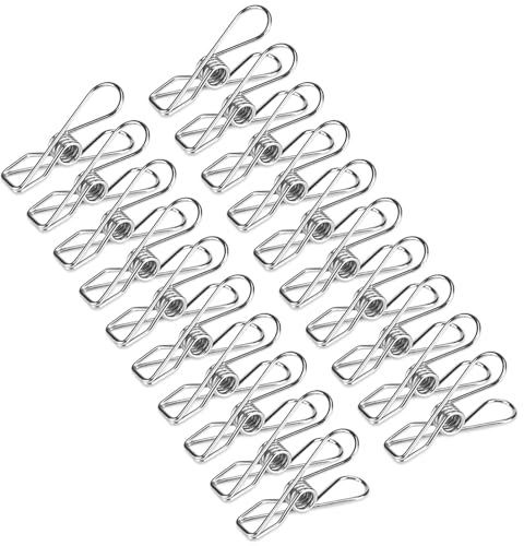 Gavigain Spille per vestiti, spille per vestiti resistenti per appendere i vestiti, 20 pezzi di mollette per vestiti in acciaio inox per la casa, calzini, biancheria intima, supporto per clip di asciu