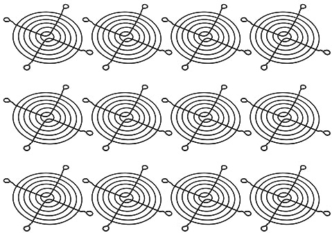 PATIKIL 90mm Fan Finger Grill, 12 Pack Metal Grill Protector Guard Fan Protective Cover for 90x90mm Exhaust Fans for Equipment Computer DIY, Black