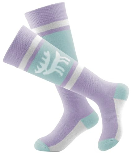 Qunature Calze da Sci Ragazzi, Calze Termiche Invernali, Calze da Neve a Compressione, Calzini al Ginocchio Morbido Caldo, Adatto per Neve Sci Snowboard Escursionismo, Dimensioni 25-36, 1 Paio