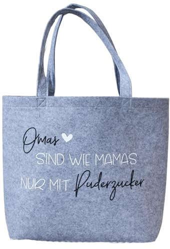 Personalisierter Shopper aus Filz | Omas sind wie Mamas nur mit Puderzucker | Filzshopper mit Innenfach | Geschenk für die beste Oma | Geburtstagsgeschenk oder Geschenkidee Muttertag