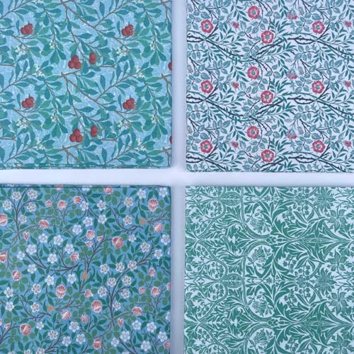 William Morris 100% Cotton Percale 4 Pack Designer Fat Quarter Bundle FQ Fabric Packs Quilting Patchwork Craft Sewing Material | 19 x 20 (50cm x 52cm) (Bundle 4)