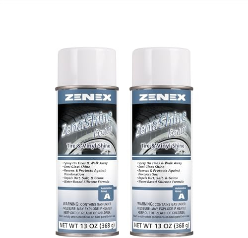Zenex ZenaShine Foam - Professional Car Detail Spray & Shine |Great For Vinyl, Tires, Trim, & Bumpers | High-Gloss Shine & Protector | Interior & Exterior Protectant | Unscented | 13 oz (2 Pack)