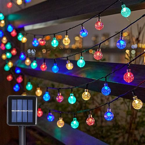 MXJFYY Weihnachtsdeko Lichterkette, 100 LEDs Kugel Lichterkette, 12M 8 Modi Solar Wasserdicht Lichterketten, Weihnachtsdeko Innen Außen Geeignet für Weihnachtsbaum Schlafzimmer Party Kamin Garten