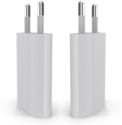Lot 2 Chargeur USB Secteur 5W Prise Murale Universelle 1A Compatible iOS Android Adaptateur Compact Téléphone Tablette Maison Bureau Blanc - Magnet