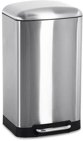 Raburg Edelstahl Treteimer 30L mit Inneneimer – Geruchsdichter Abfalleimer Küche & Bad, Fingerabdruckfrei mit SoftClose-Funktion, Rechteckig Hygienisch, Sammy | Edelstahl satiniert