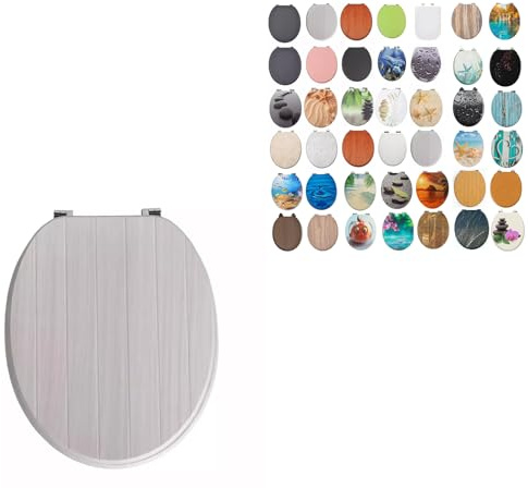 18 MDF Toilet Seat Universal Adjustable Fit Most Toilets Oval Seat┃Bathroom Standard Wooden MDF Toilet Seat | WC SEAT +Fittings (Tongue and Cream Groove Wooden)