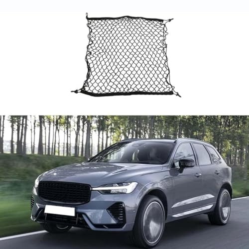 Rongliu Kofferraumnetz Gepäcknetz Auto für Volvo XC60 2018-2023, Verstellbar ausziehbares Aufbewahrungsnetz Ladungssicherung für Kofferraum aus Nylon, Schwarz, 5 cm Maschenöffnung