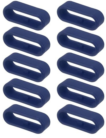 sourcing map 10Pcs Watch Band Strap Loops Silicone Replacement Fastener Rings Silicone Watch Holder Keeper for 20mm Width Watch Band, Midnight Blue
