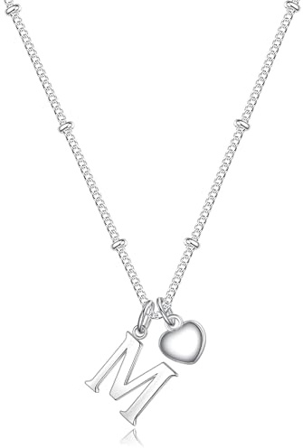 TINGN Geschenke für Mädchen - Teenager Geschenke für Mädchen Silber Kette Damen Kette mit Buchstaben M Halskette Geschenke 8 Jahre für Mädchen