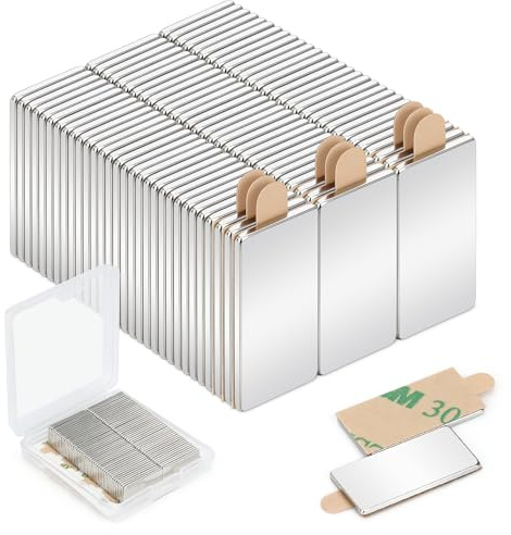 Wukong 90 Piezas Imanes Adhesivos Imanes Potentes, 20×10×1mm Imanes Pequeños Adhesivos Imanes Neodimio, Imanes Potentes Pequeños Barra para Artesanías, Bricolaje, Cocina y Oficinas