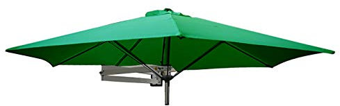 Outdoor Wall Mounted Parasol 2.2m with 8 Aluminum Ribs Small Round Hanging Folding Sun Shelter for Patio/Garden Green Foldable Sun Umbrella for Maximum Sun Protection