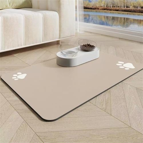 Hearda Futtermatte Hund rutschfest, Napfunterlage Hund Saugfähig Katzen Futternapf Unterlage Schnelltrocknend Unterlage Katzennapf Futternapf Matte Haustier Futtermatte (50x80cm,Beige B)