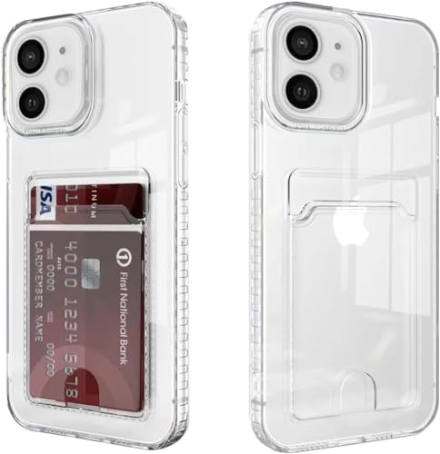 Cesryorsis für iPhone 12 hülle mit kartenfach, Durchsichtig TPU Handyhülle, Ultra Dünn, Soft, Stoßfest Schutzhülle，Bumper Cover for iPhone 12