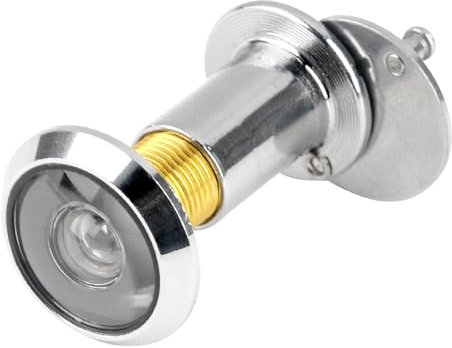 Chrome Door Viewer Peephole 200° Wide Angle Silver Door Spy Hole for 35-55mm Front Doors Real Glass Lens for Clear View Security Peephole with Cover for Privacy Protection