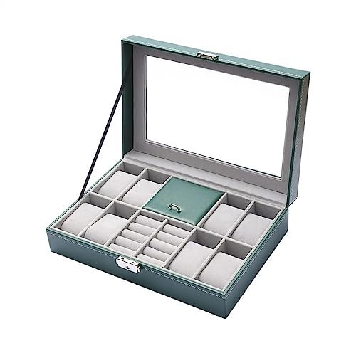 Storage Box Watch Box Multifunktional Schmuck Ablage Box Ring Uhrengeräte PU Leather Uhrenhalter Schmuckschachtel Uhren Koffer für Männer (Farbe: Bianco)