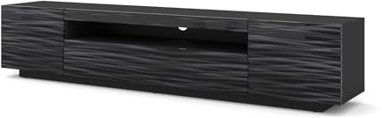 Homlando TV-Schrank Aura Schwarz Sahara 200x37x42 cm, MDF Platte, Hängend oder Stehen,Universal Fernsehschrank, Lowboard mit Stauraum, Kabelöffnung, Wohnzimmer (Schwarz Sahara)